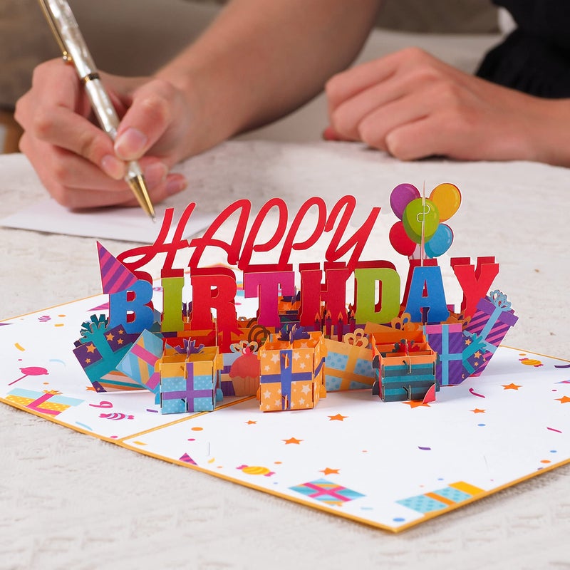 Paper Love Happy Birthday Pop Up Card, For Adults and Kids - 5" x 7" Cover - Includes Envelope and Note Tag (Happy Birthday) - Image 5